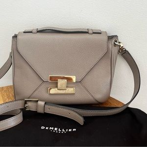 Demellier taupe grained leather bag